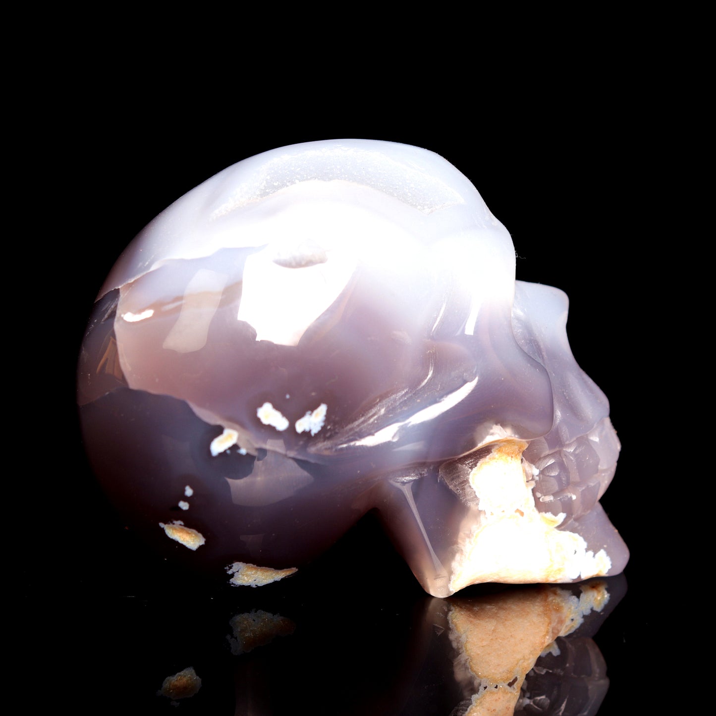 3" HandCarved Druzy agate Crystal Skull Healing Quartz Reiki Gift