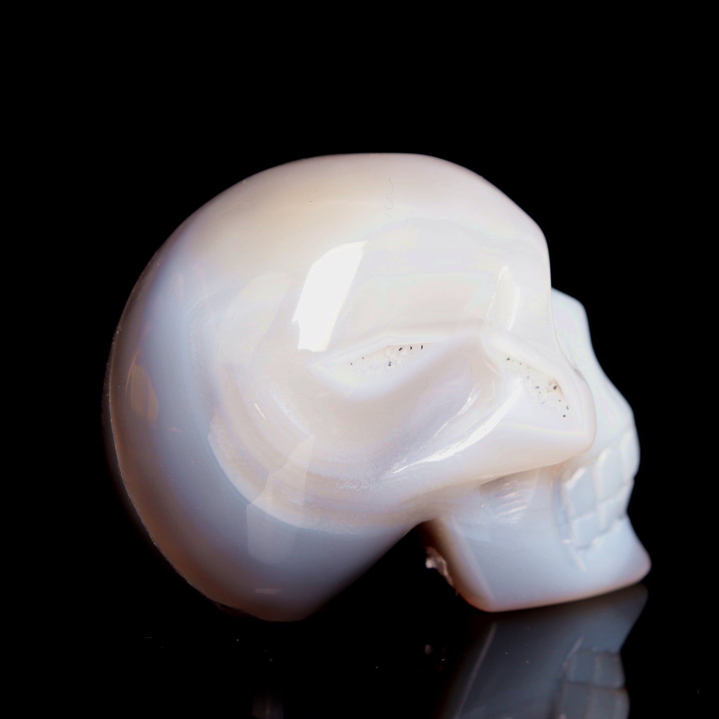 3" HandCarved Druzy agate Crystal Skull Healing Quartz Reiki Gift