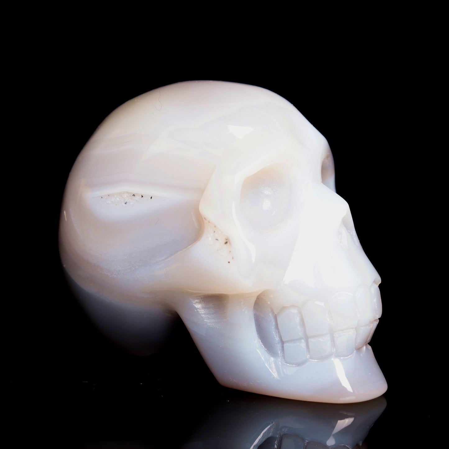 3" HandCarved Druzy agate Crystal Skull Healing Quartz Reiki Gift