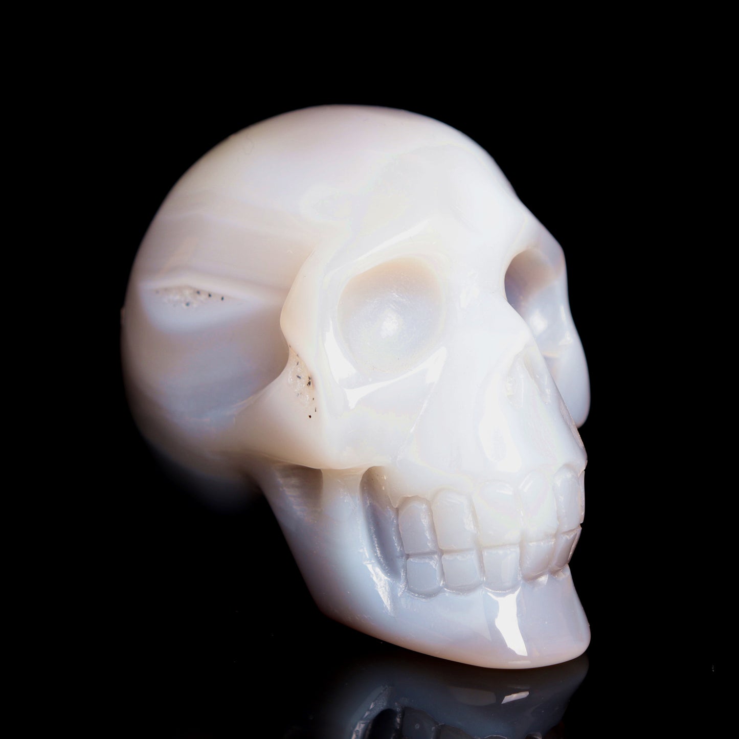 3" HandCarved Druzy agate Crystal Skull Healing Quartz Reiki Gift