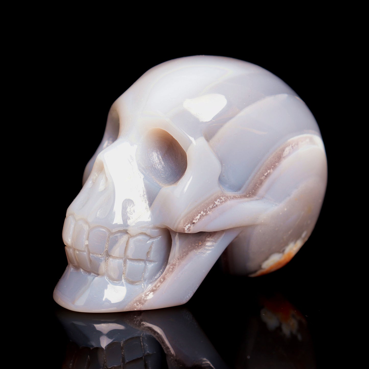 3" HandCarved Druzy agate Crystal Skull Healing Quartz Reiki Gift