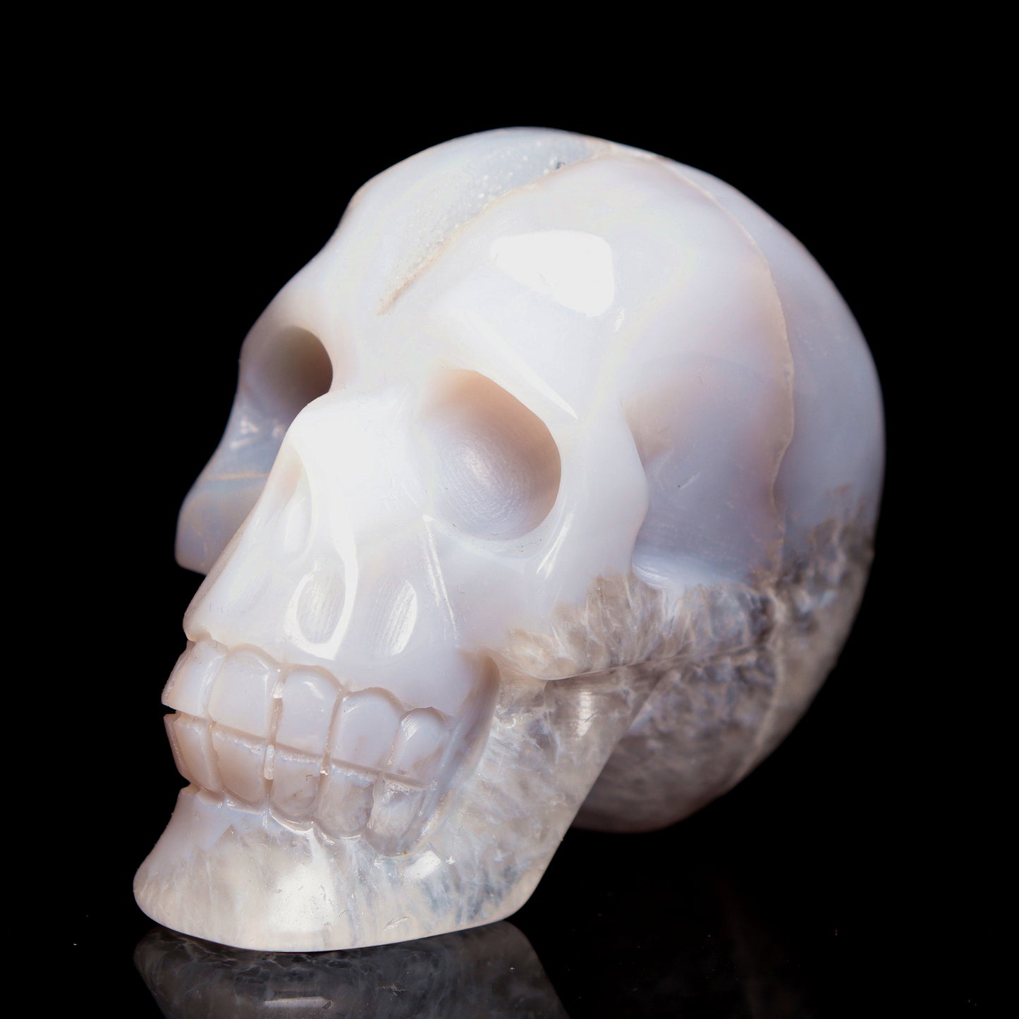 3" HandCarved Druzy agate Crystal Skull Healing Quartz Reiki Gift