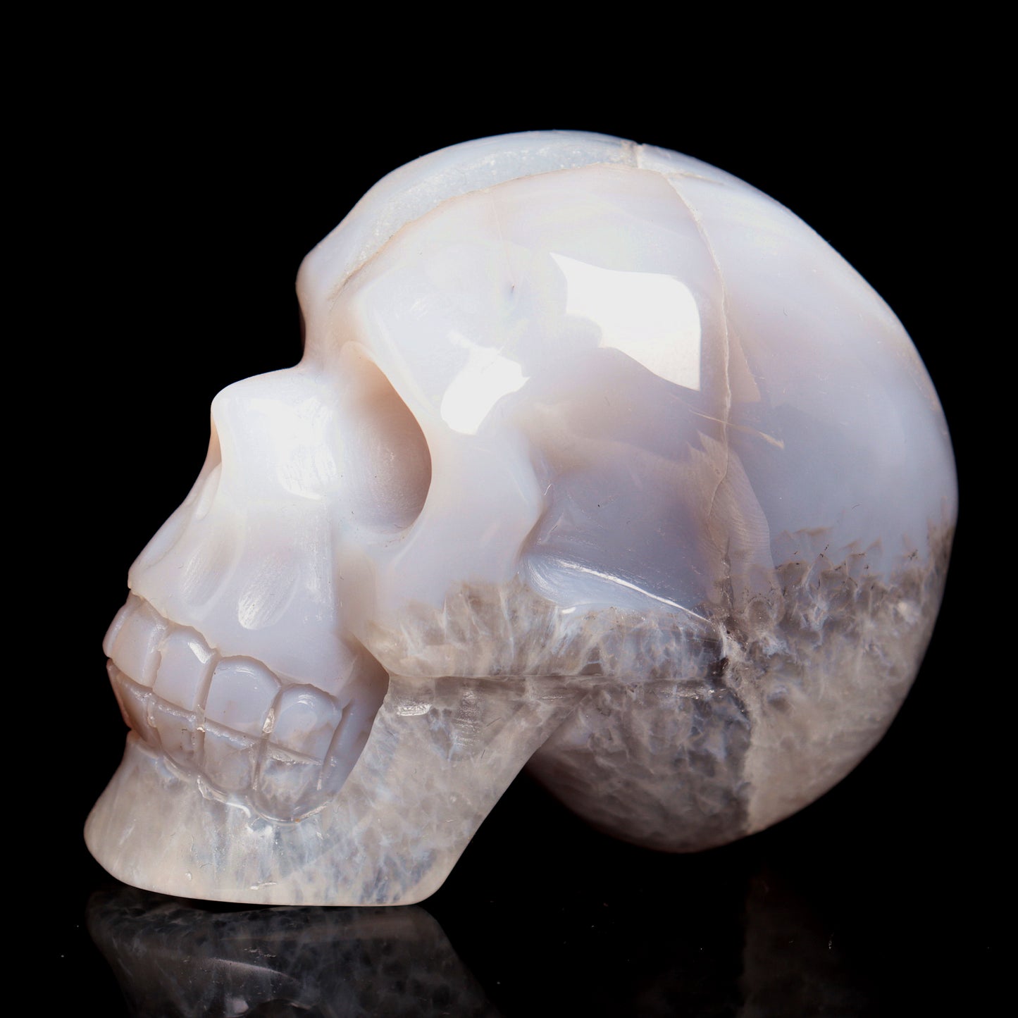3" HandCarved Druzy agate Crystal Skull Healing Quartz Reiki Gift