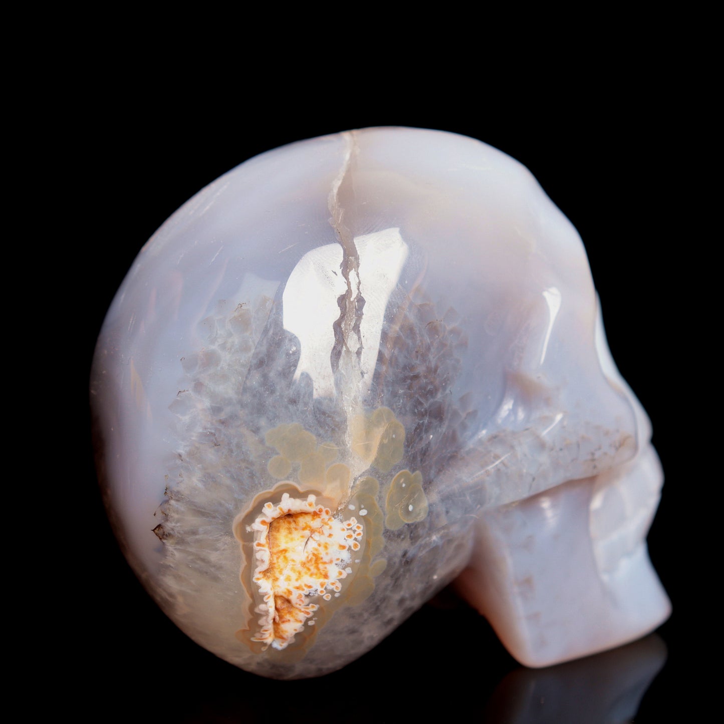 3" HandCarved Druzy agate Crystal Skull Healing Quartz Reiki Gift