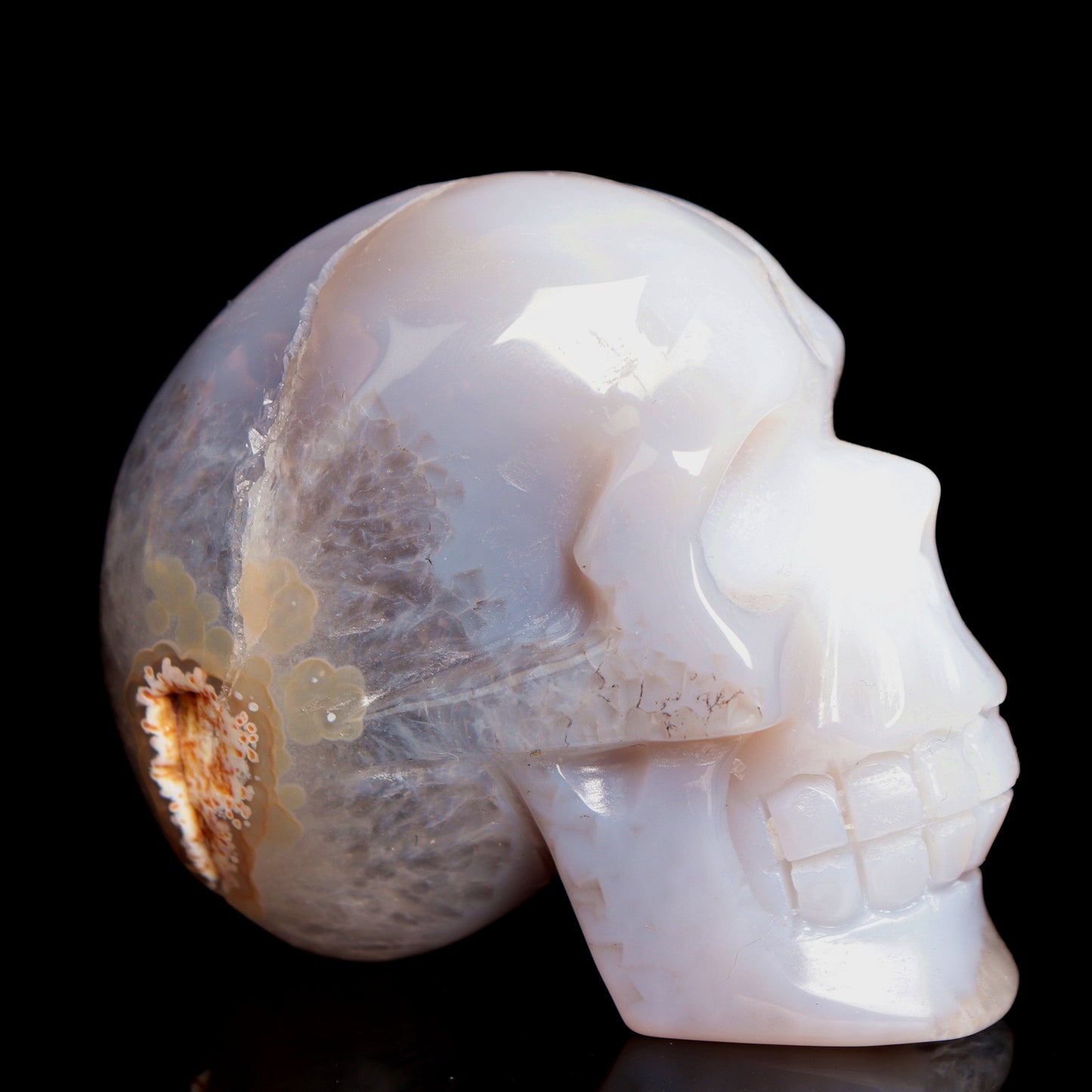 3" HandCarved Druzy agate Crystal Skull Healing Quartz Reiki Gift