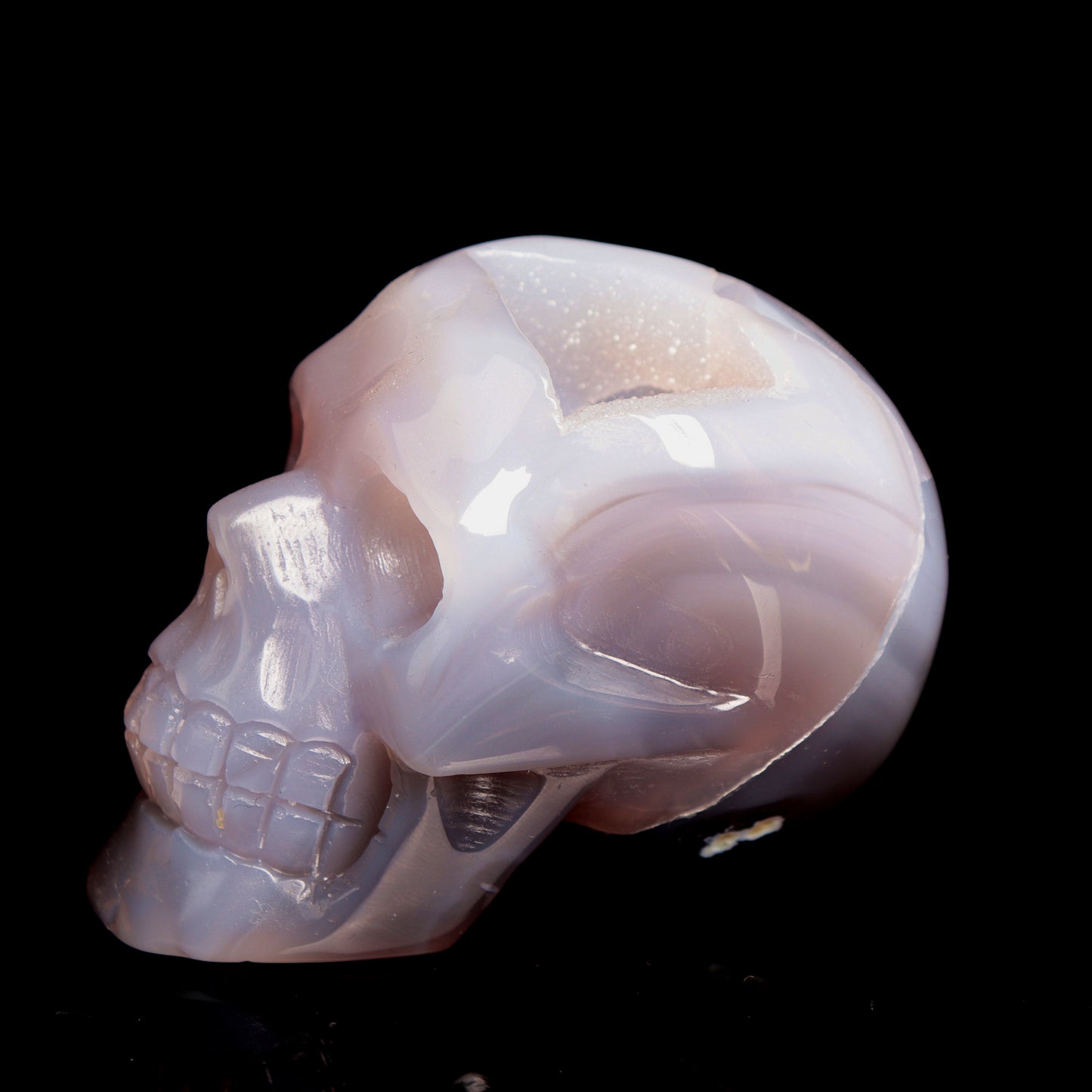 3" HandCarved Druzy agate Crystal Skull Healing Quartz Reiki Gift