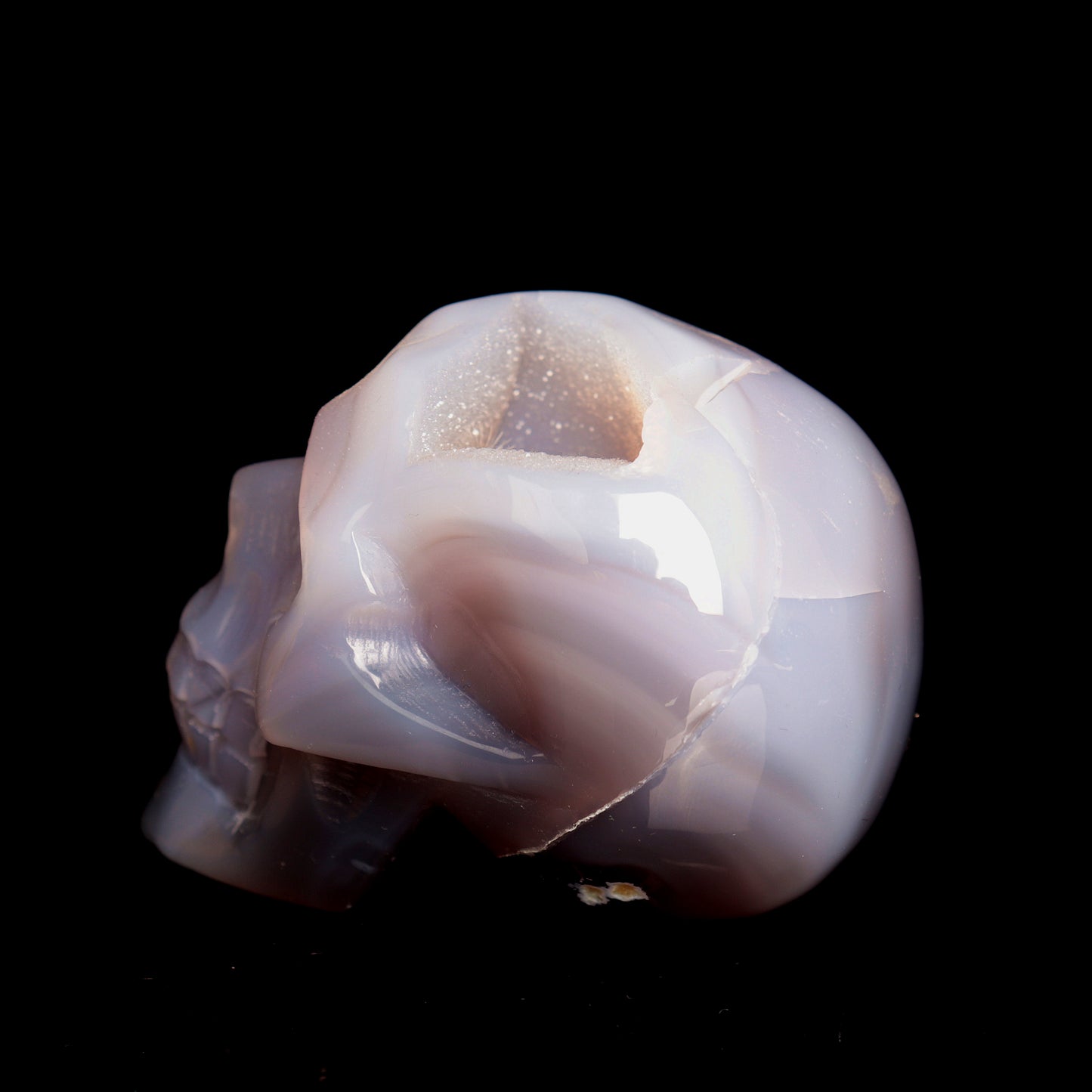 3" HandCarved Druzy agate Crystal Skull Healing Quartz Reiki Gift