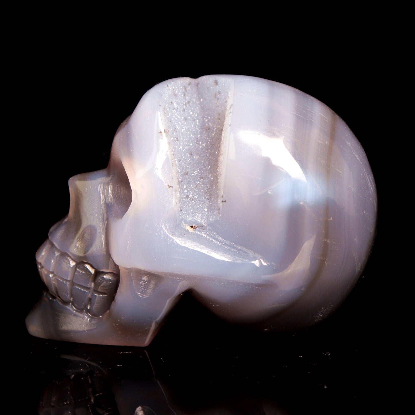 3" HandCarved Druzy agate Crystal Skull Healing Quartz Reiki Gift