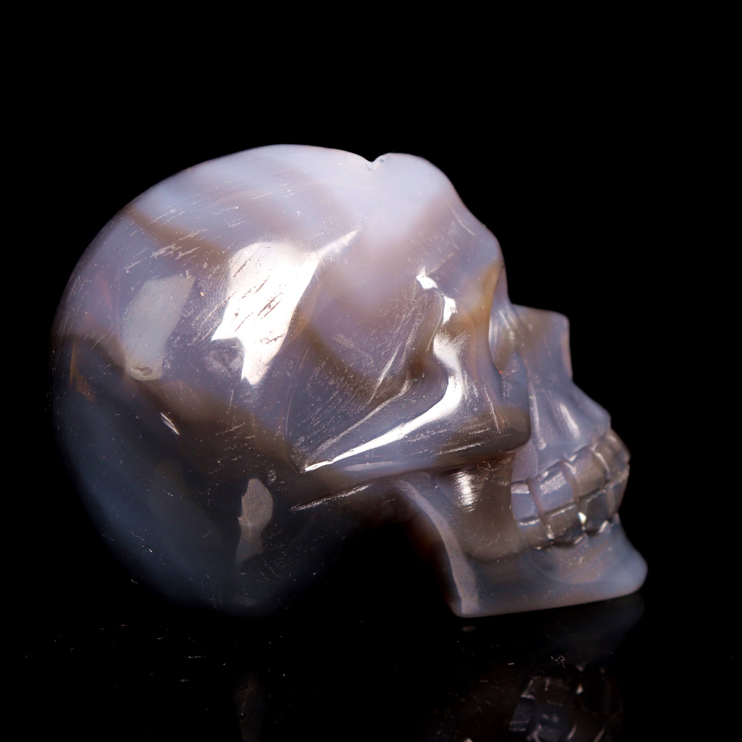 3" HandCarved Druzy agate Crystal Skull Healing Quartz Reiki Gift