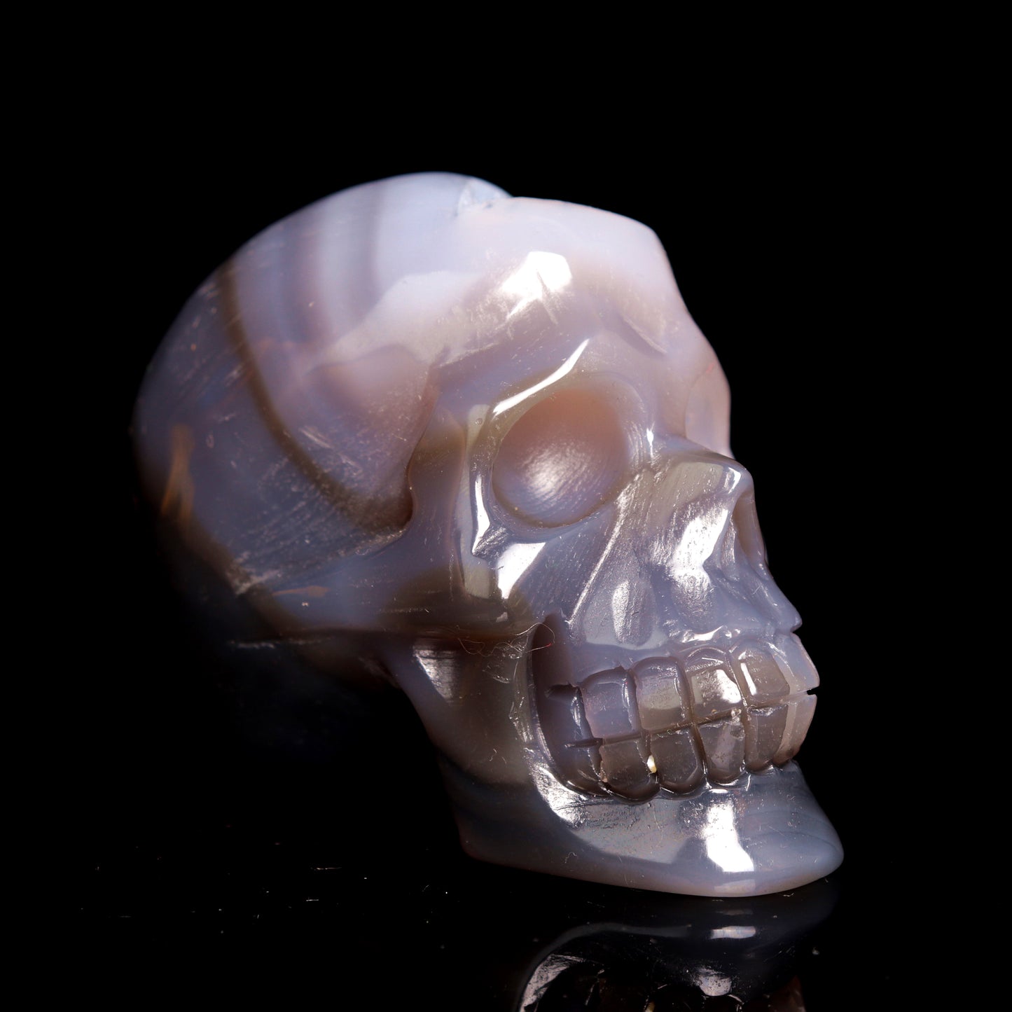 3" HandCarved Druzy agate Crystal Skull Healing Quartz Reiki Gift