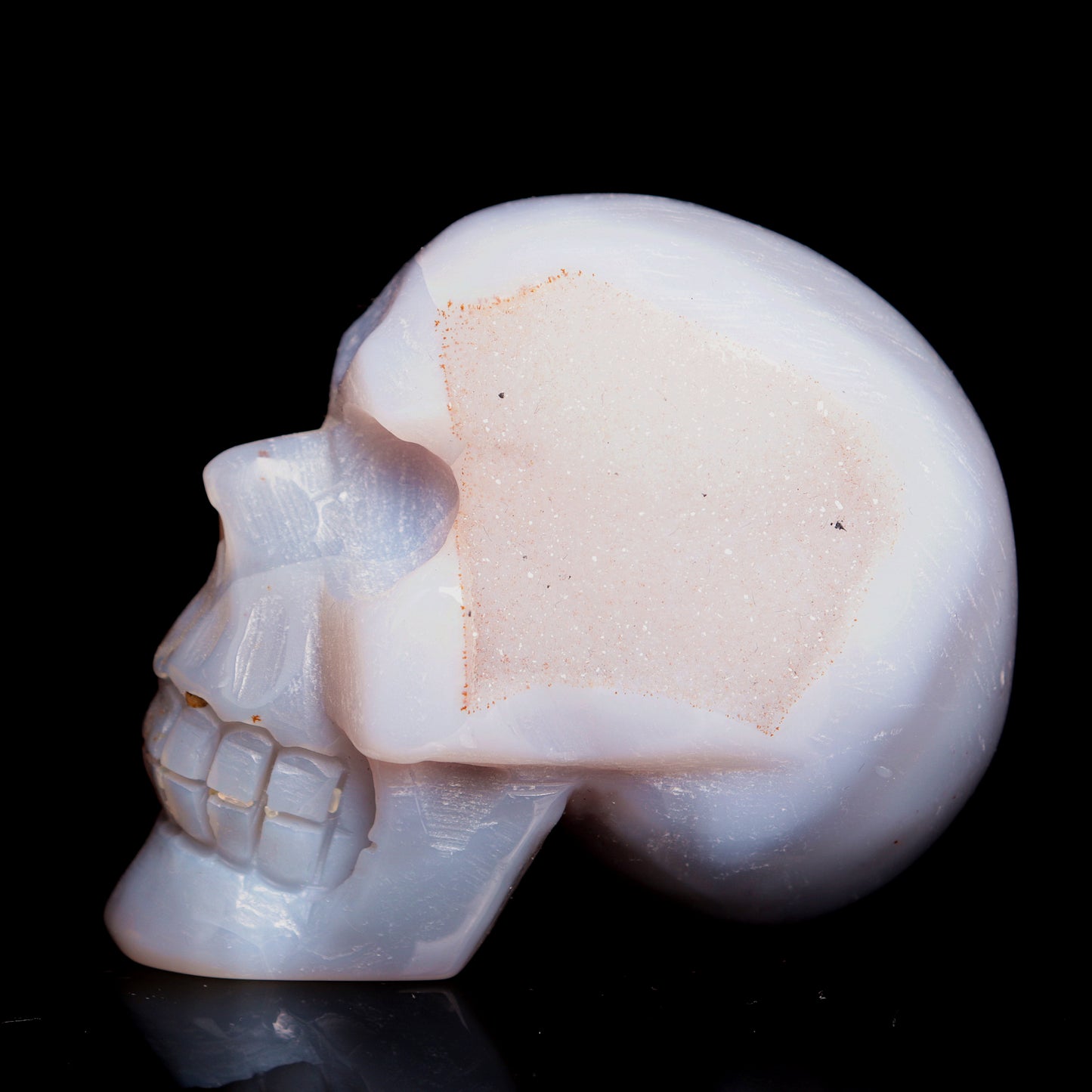 3" HandCarved Druzy agate Crystal Skull Healing Quartz Reiki Gift