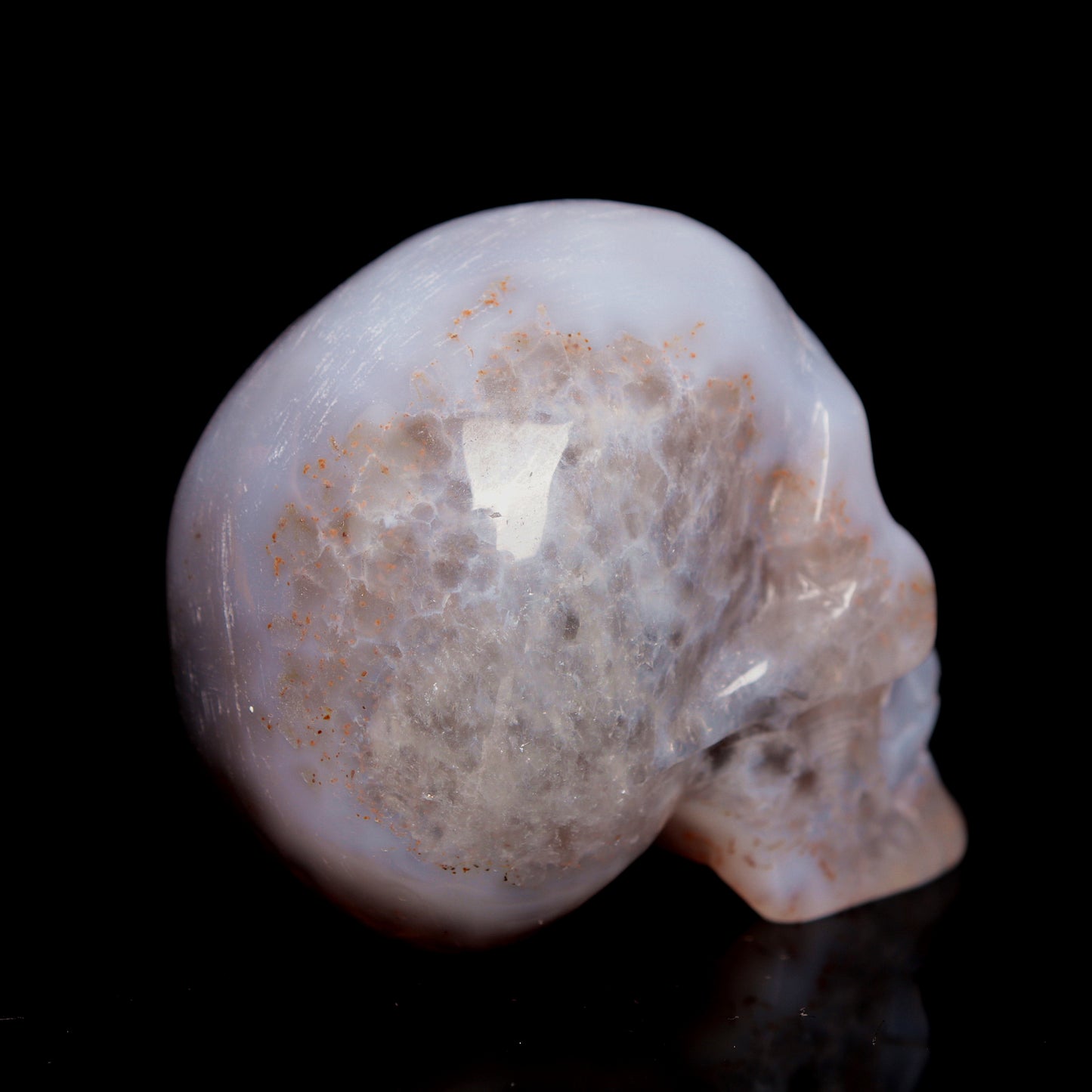 3" HandCarved Druzy agate Crystal Skull Healing Quartz Reiki Gift