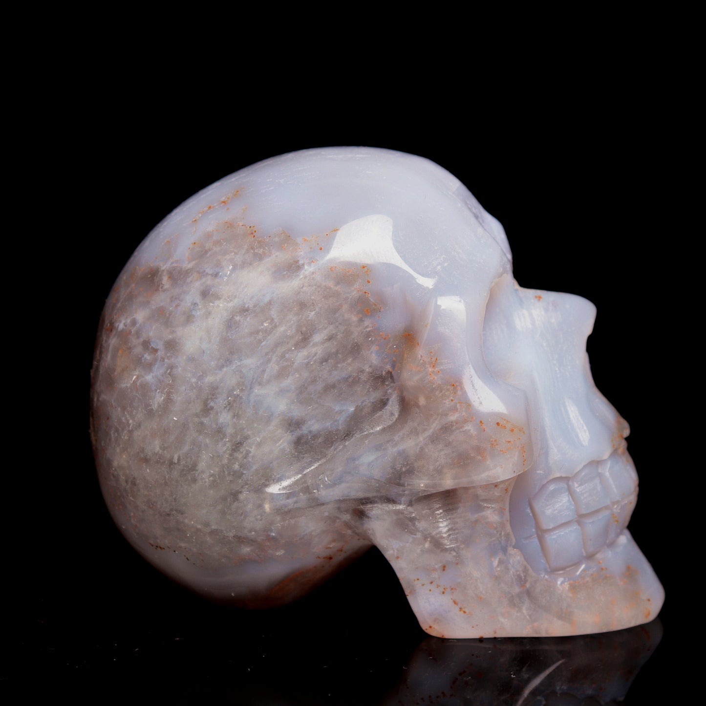 3" HandCarved Druzy agate Crystal Skull Healing Quartz Reiki Gift