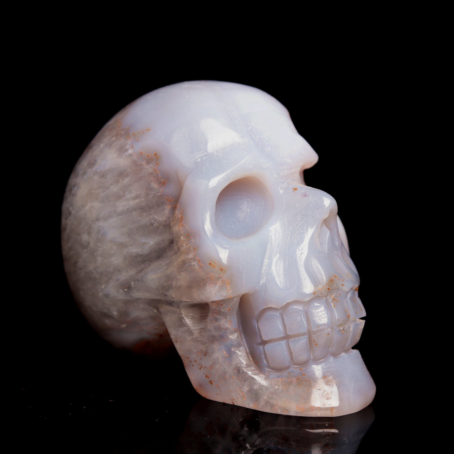 3" HandCarved Druzy agate Crystal Skull Healing Quartz Reiki Gift
