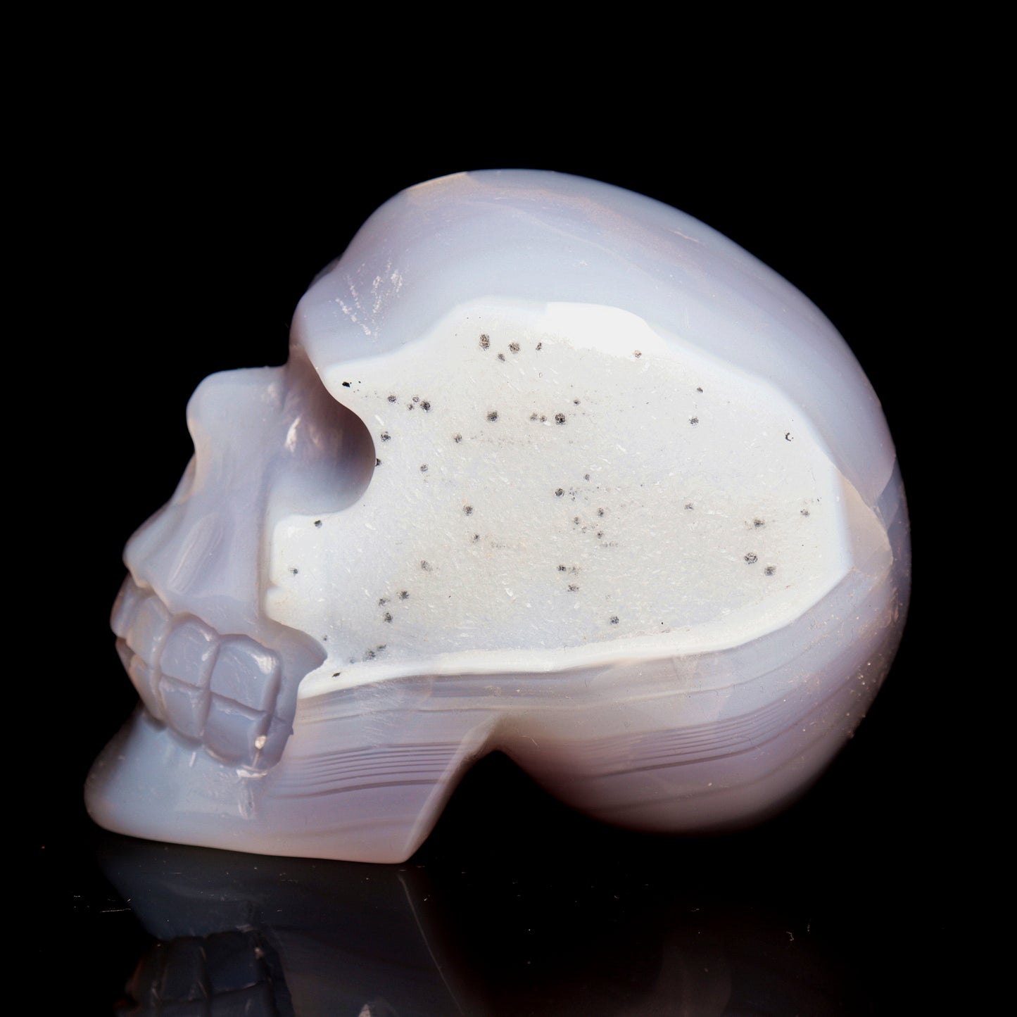 3.5" HandCarved Druzy agate Crystal Skull Healing Quartz Reiki Gift