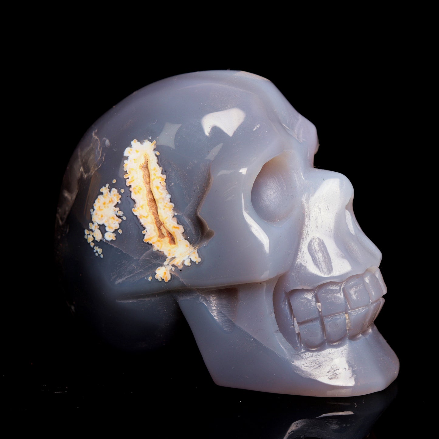 3.5" HandCarved Druzy agate Crystal Skull Healing Quartz Reiki Gift