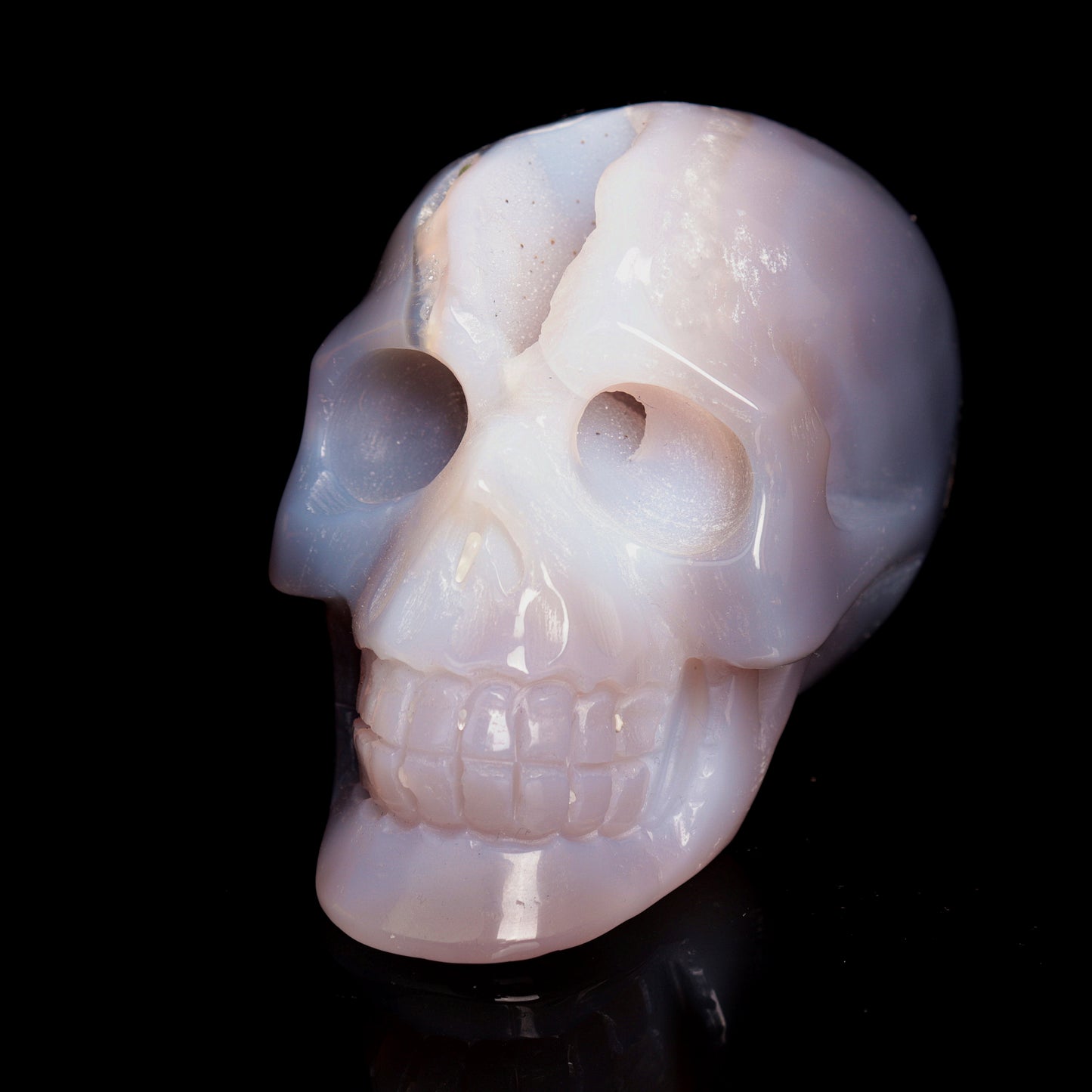 4" HandCarved Druzy agate Crystal Skull Healing Quartz Reiki Gift