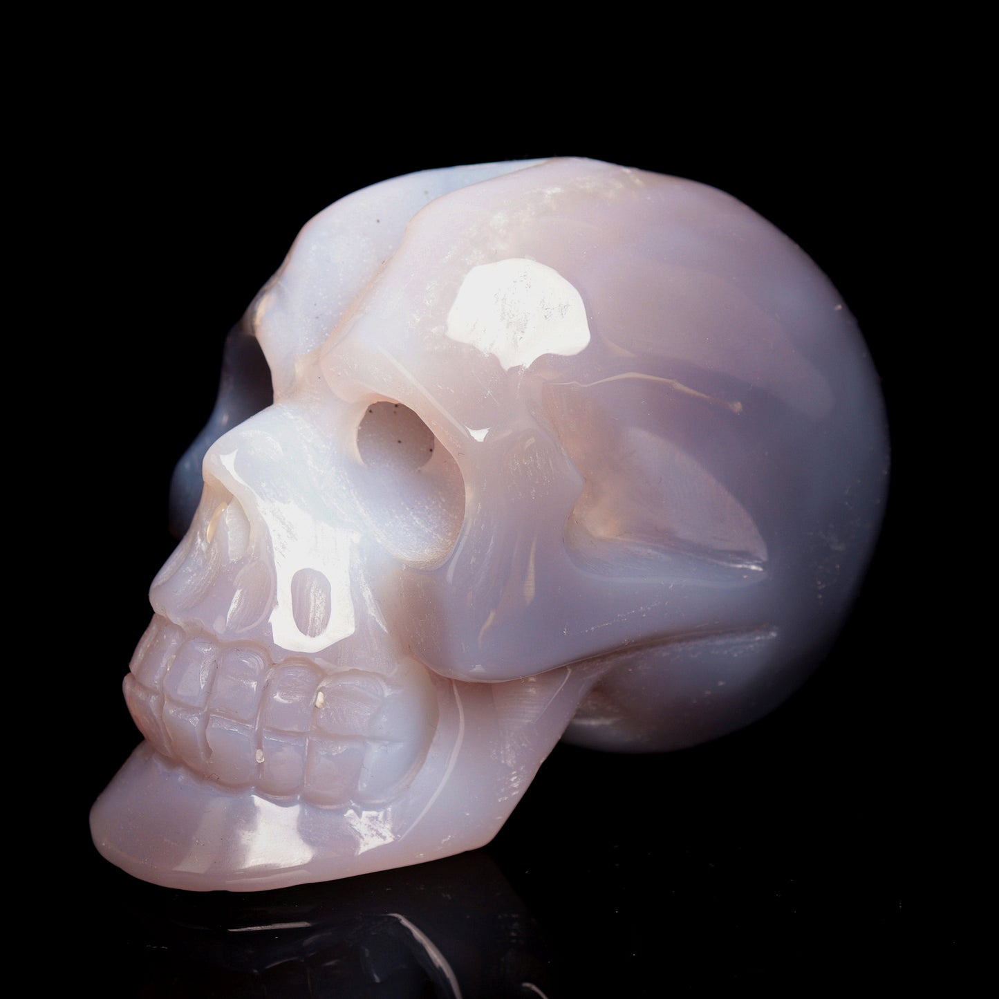 4" HandCarved Druzy agate Crystal Skull Healing Quartz Reiki Gift