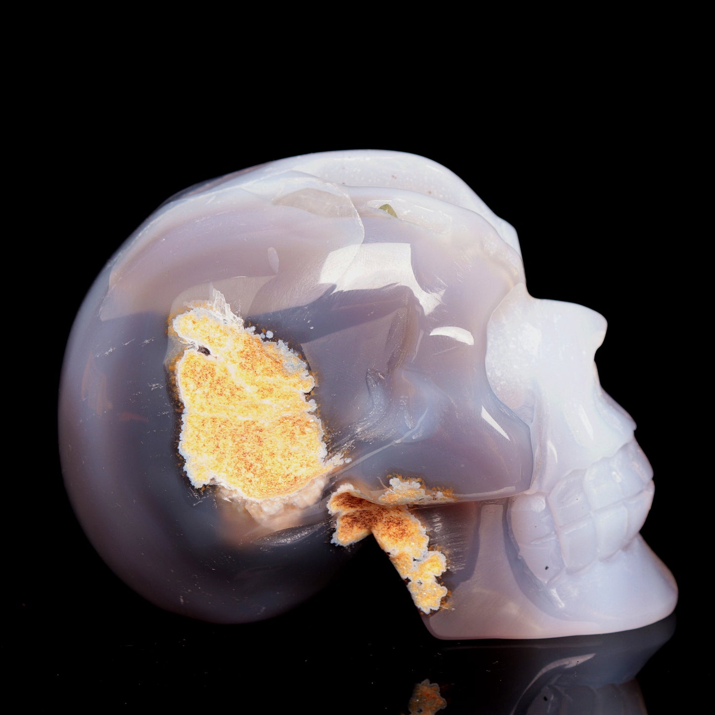 4" HandCarved Druzy agate Crystal Skull Healing Quartz Reiki Gift
