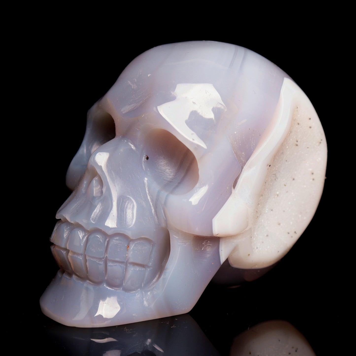 3.5" HandCarved Druzy agate Crystal Skull Healing Quartz Reiki Gift