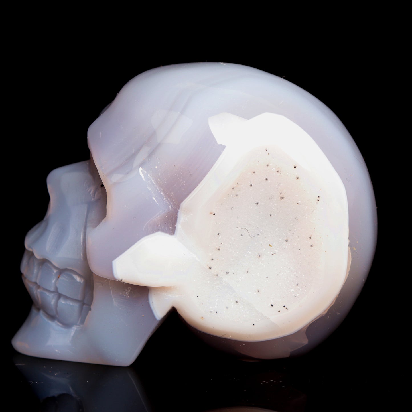 3.5" HandCarved Druzy agate Crystal Skull Healing Quartz Reiki Gift