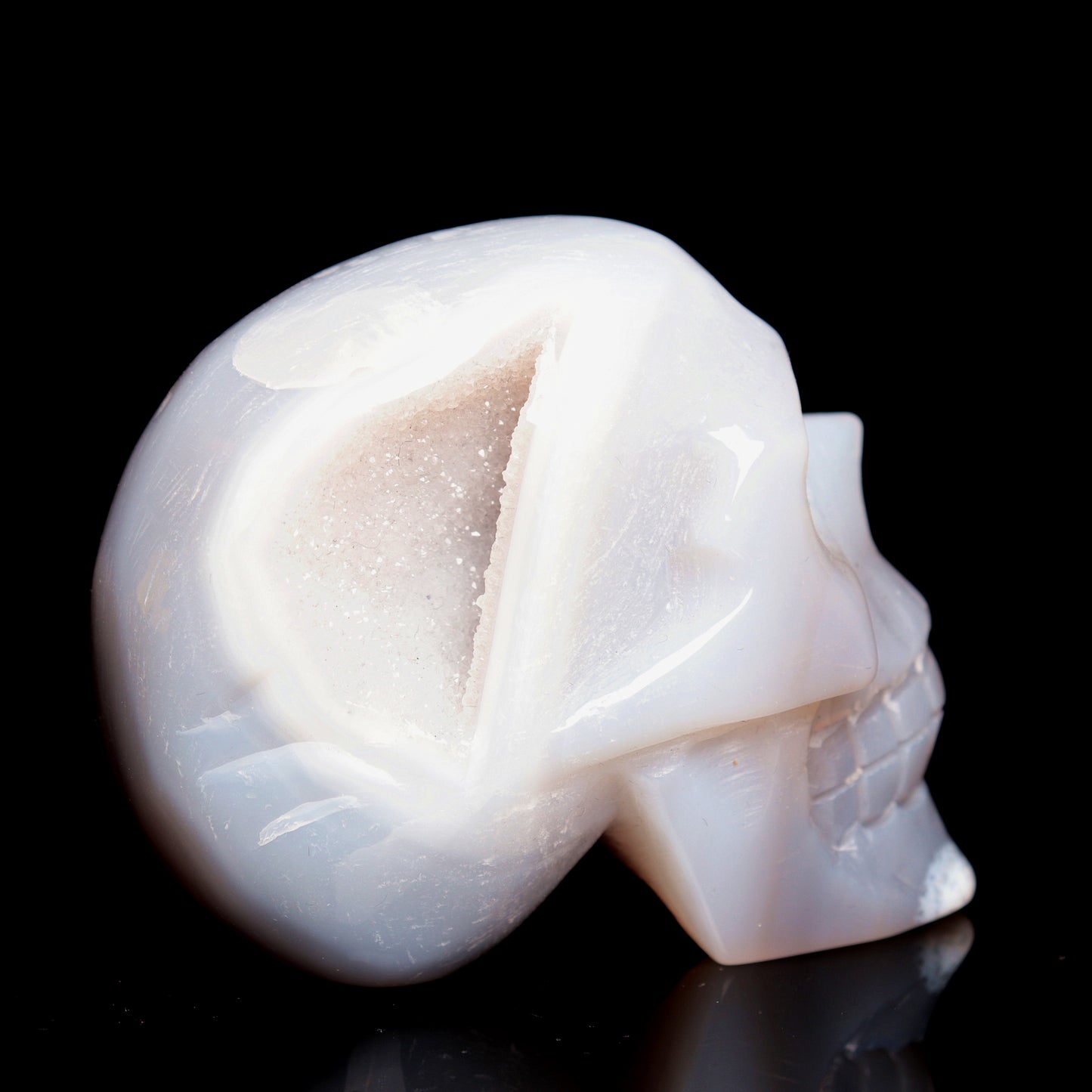 3.5" HandCarved Druzy agate Crystal Skull Healing Quartz Reiki Gift