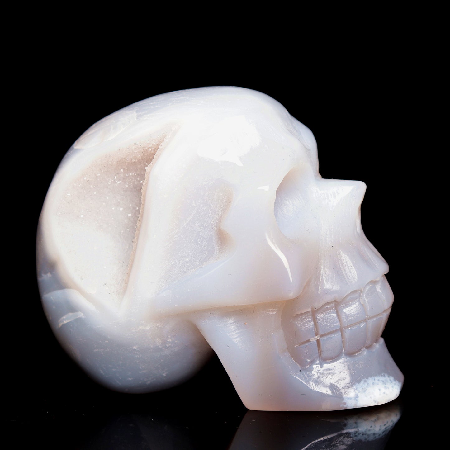 3.5" HandCarved Druzy agate Crystal Skull Healing Quartz Reiki Gift