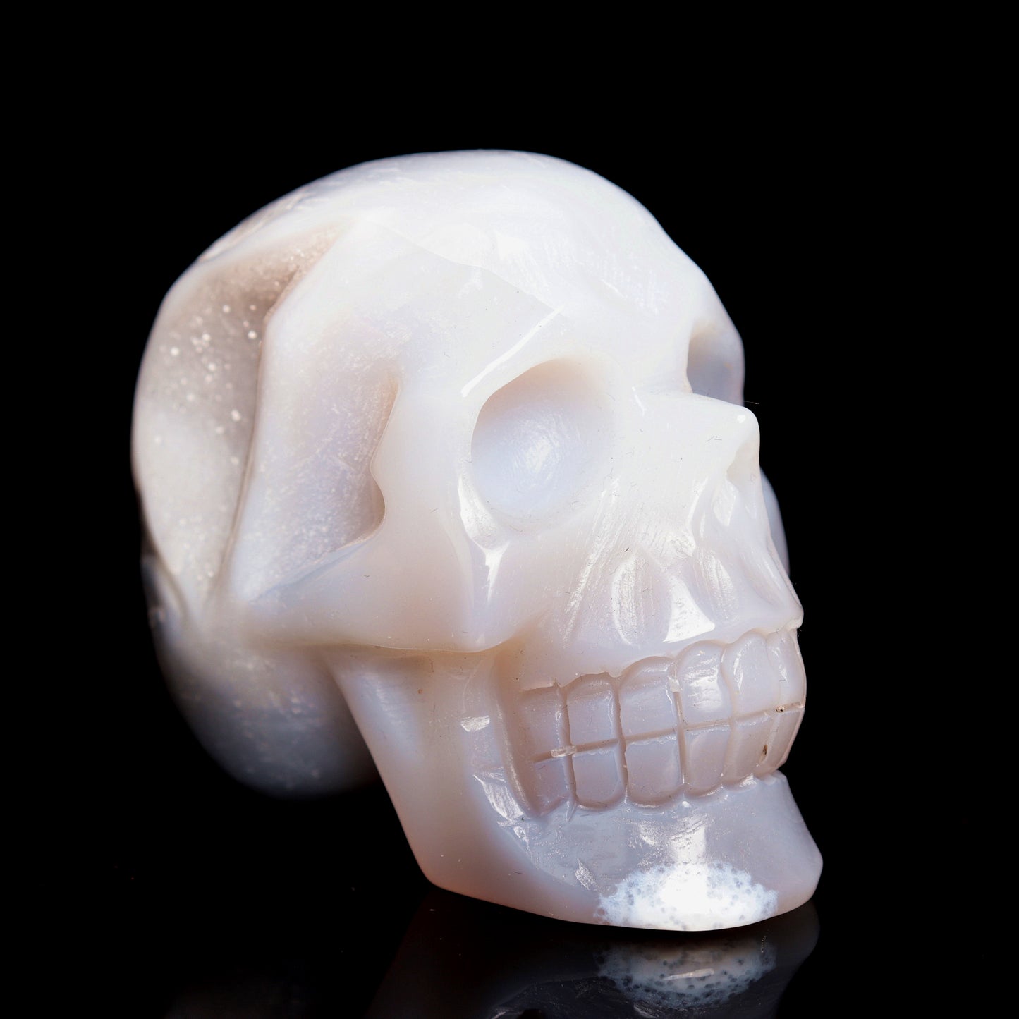 3.5" HandCarved Druzy agate Crystal Skull Healing Quartz Reiki Gift