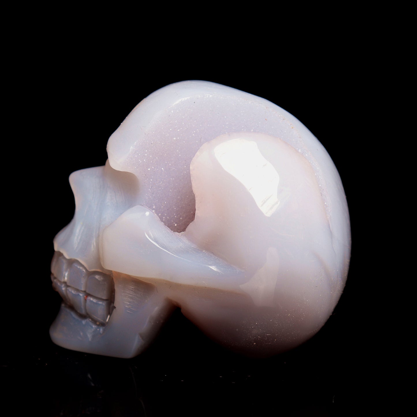 2.5" HandCarved Druzy agate Crystal Skull Healing Quartz Reiki Gift