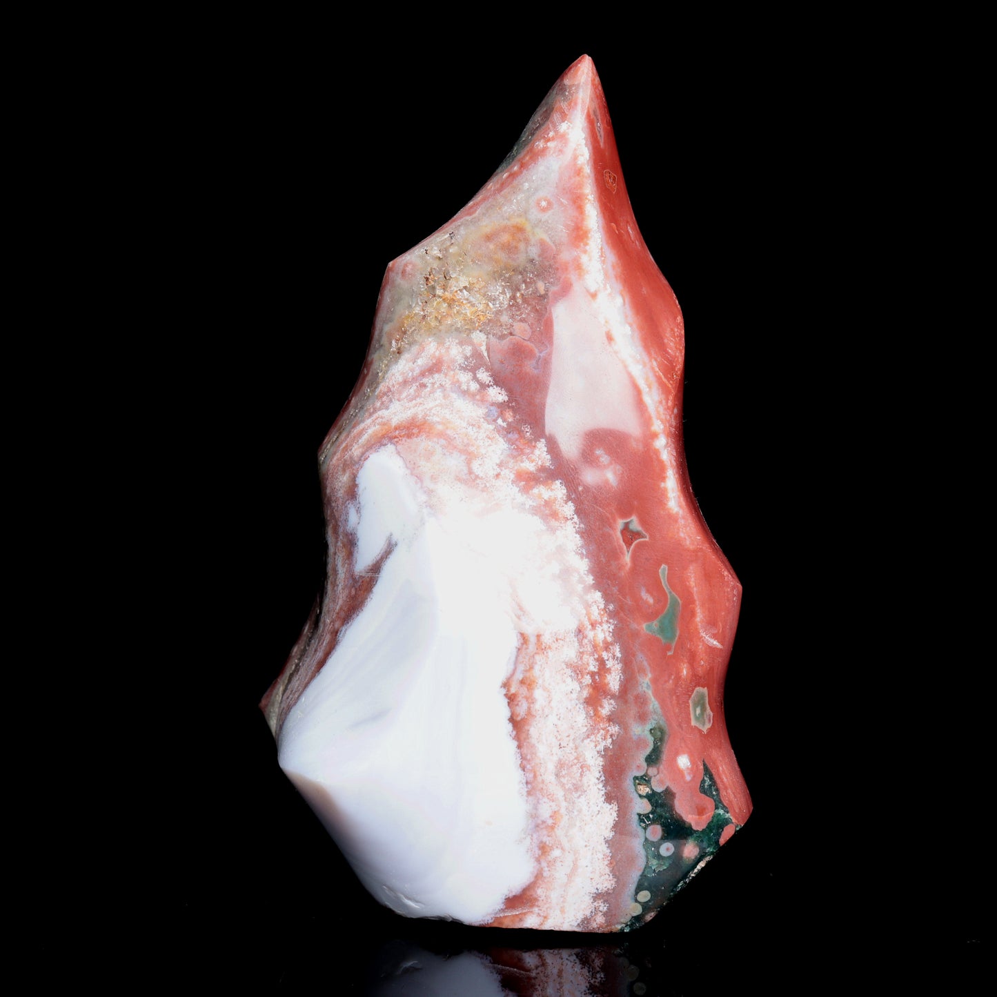 5.8" Natural Ocean Jasper Crystal Flame Freeform Stand Reiki Healing Tower