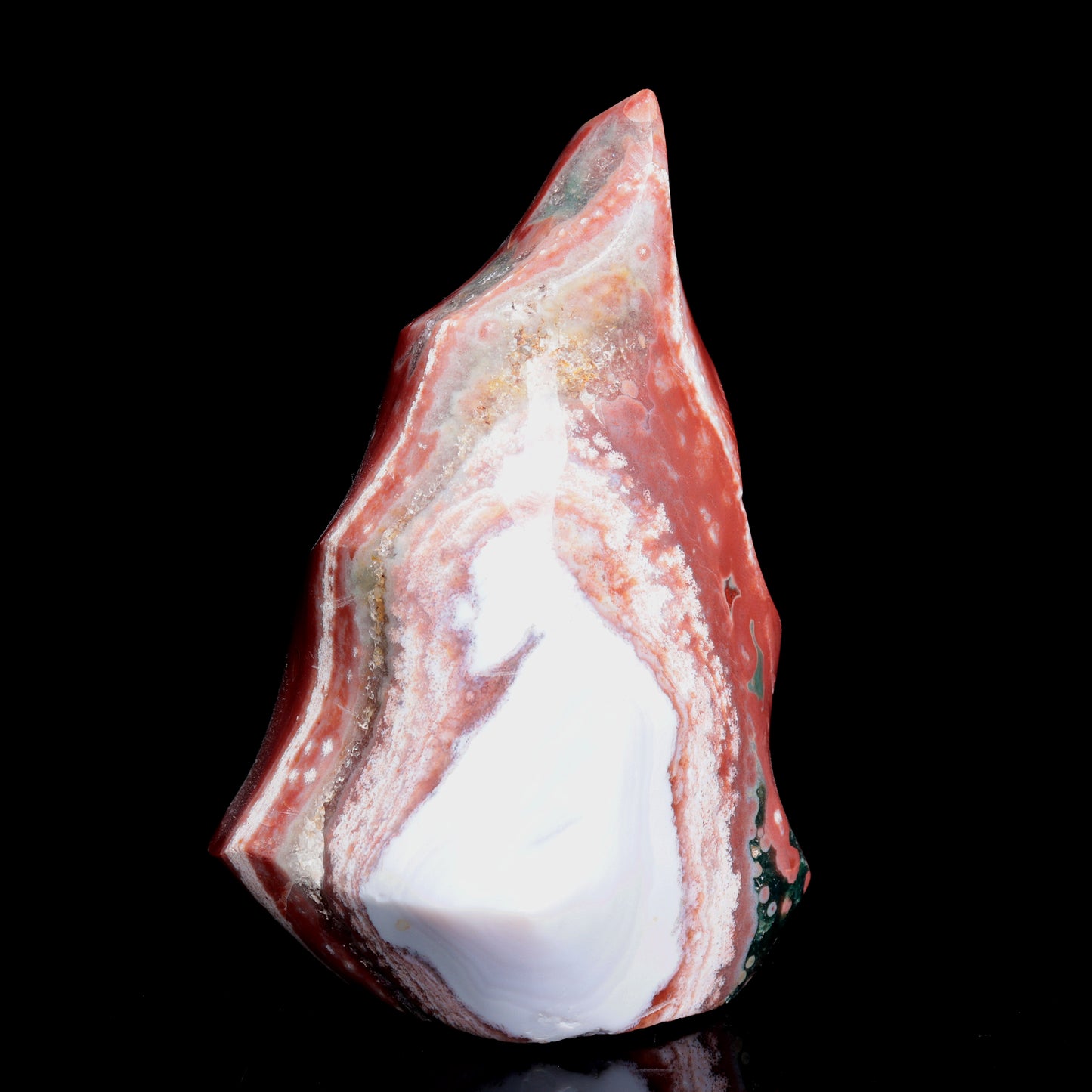 5.8" Natural Ocean Jasper Crystal Flame Freeform Stand Reiki Healing Tower