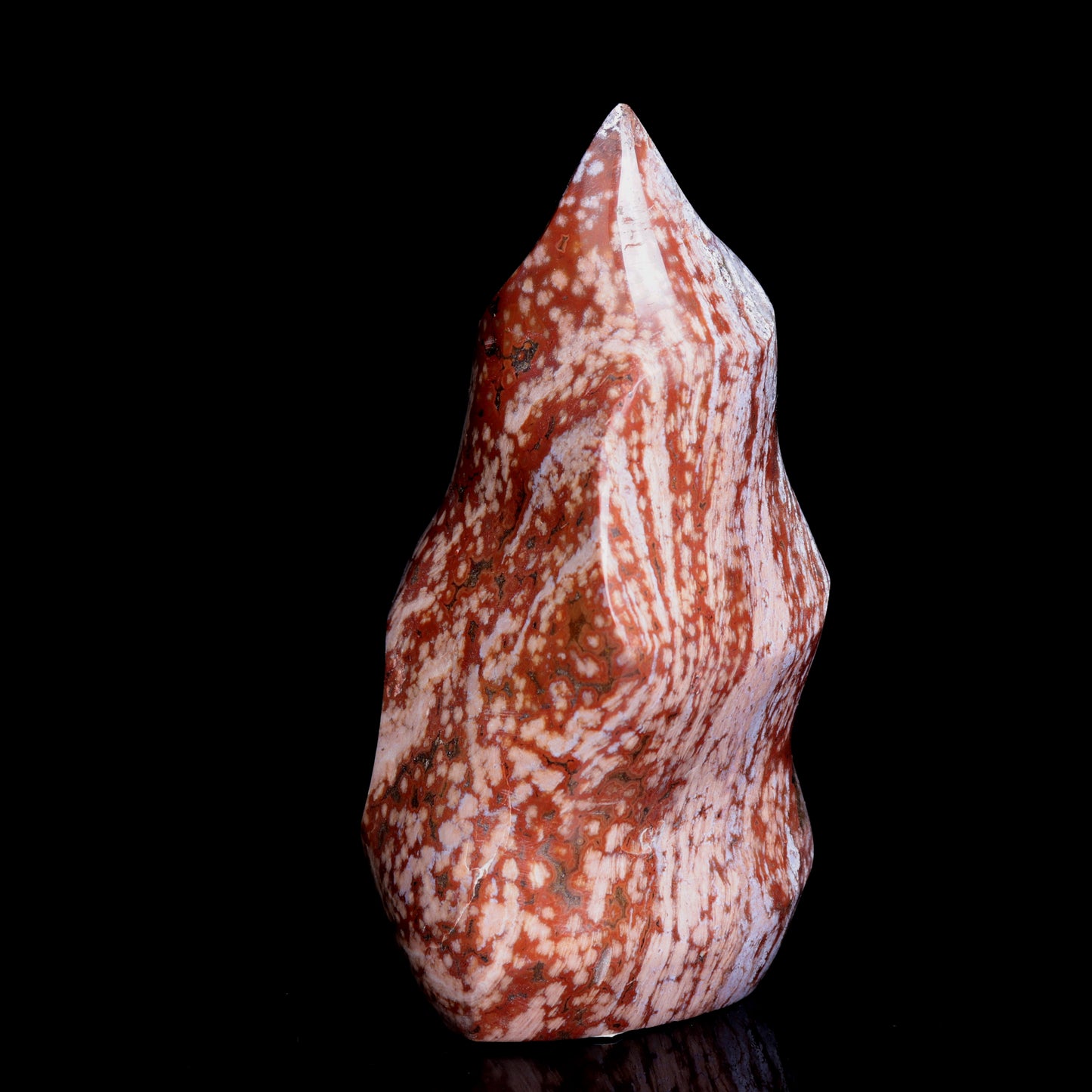 6.2" Natural Ocean Jasper Crystal Flame Freeform Stand Reiki Healing Tower