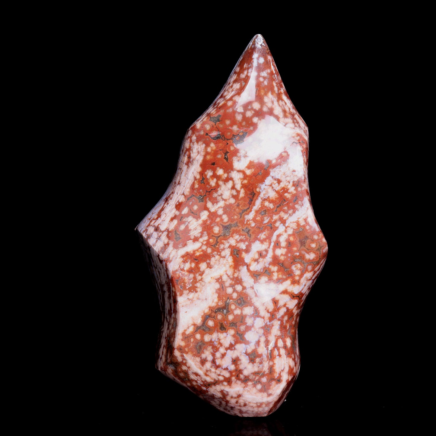 6.2" Natural Ocean Jasper Crystal Flame Freeform Stand Reiki Healing Tower