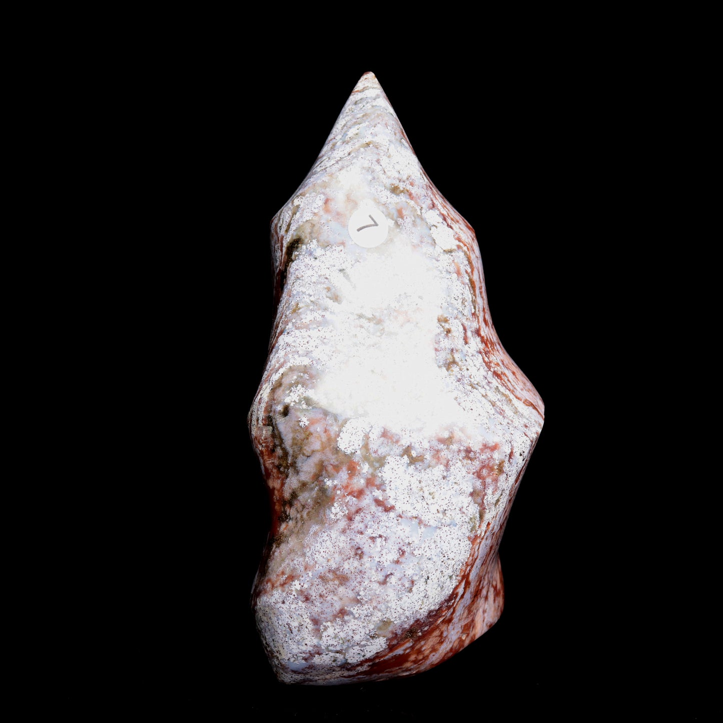6.2" Natural Ocean Jasper Crystal Flame Freeform Stand Reiki Healing Tower