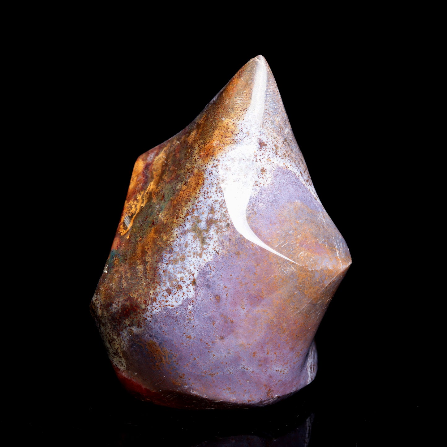 4.2" Natural Ocean Jasper Crystal Flame Freeform Stand Reiki Healing Tower