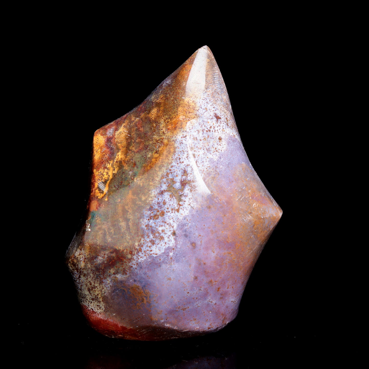 4.2" Natural Ocean Jasper Crystal Flame Freeform Stand Reiki Healing Tower