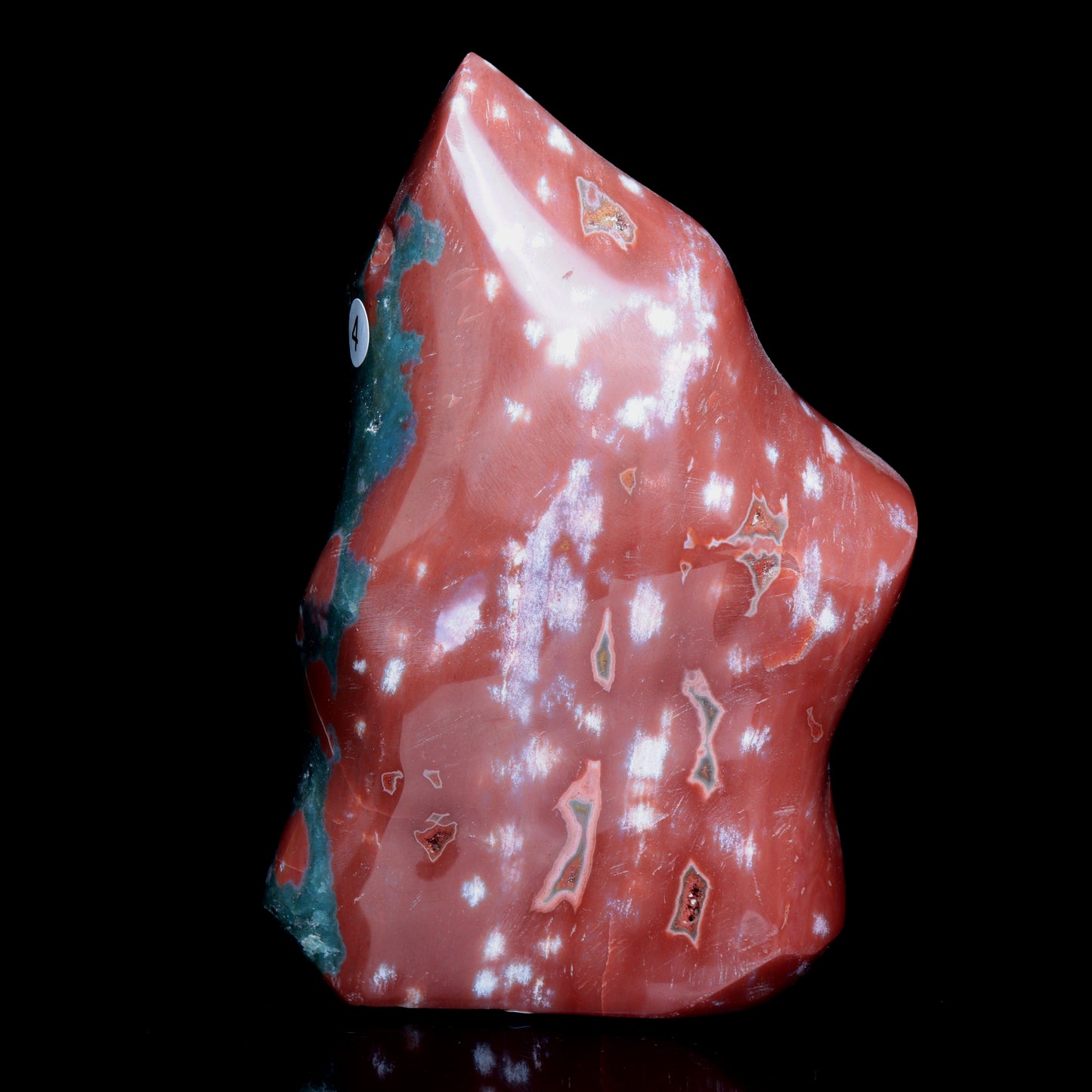 5.5" Natural Ocean Jasper Crystal Flame Freeform Stand Reiki Healing Tower