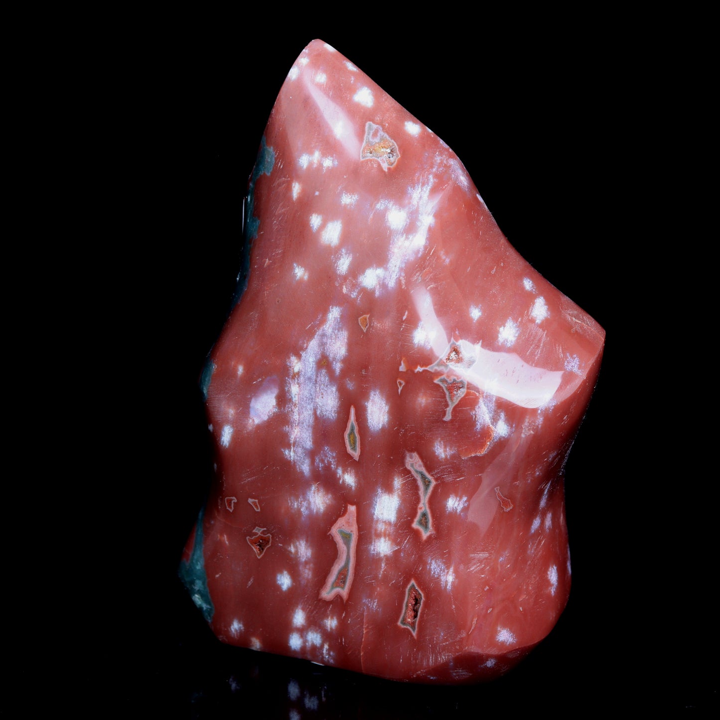 5.5" Natural Ocean Jasper Crystal Flame Freeform Stand Reiki Healing Tower