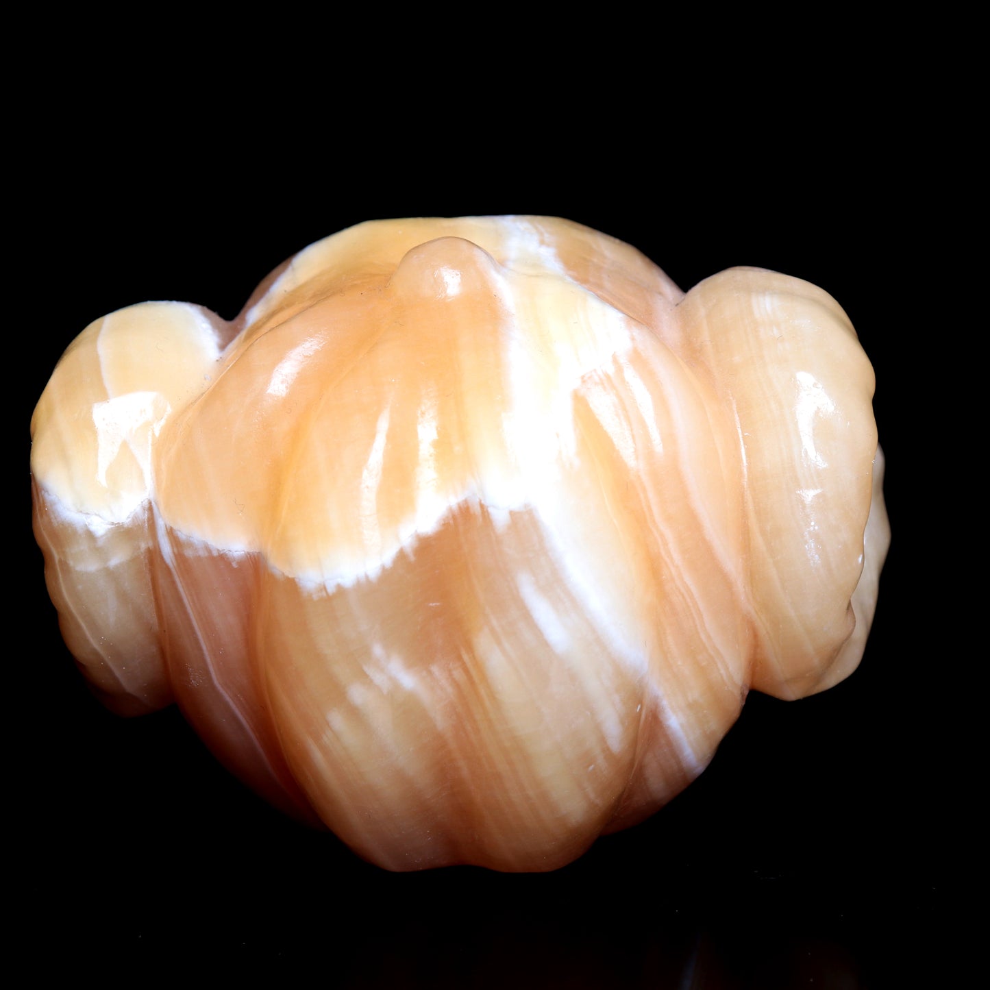 4" Yellow Calcite Crystal Skull Horns Figurine Quartz Healing Decor Gift
