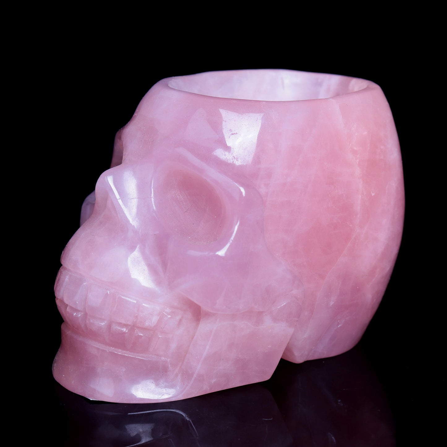 4" Rose Quartz Crystal Skull Bowl Figurine Quartz Healing Decor Gift