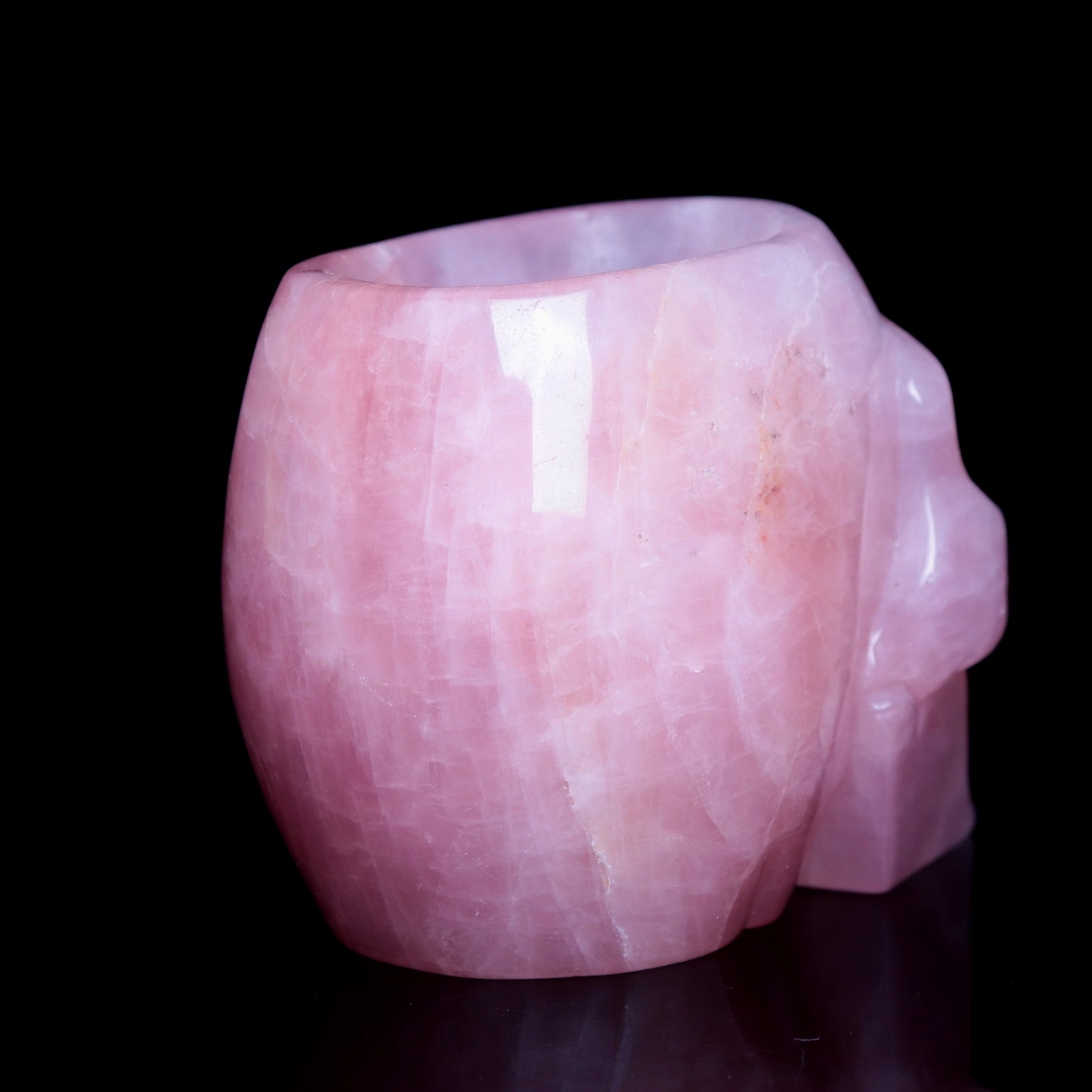 4" Rose Quartz Crystal Skull Bowl Figurine Quartz Healing Decor Gift
