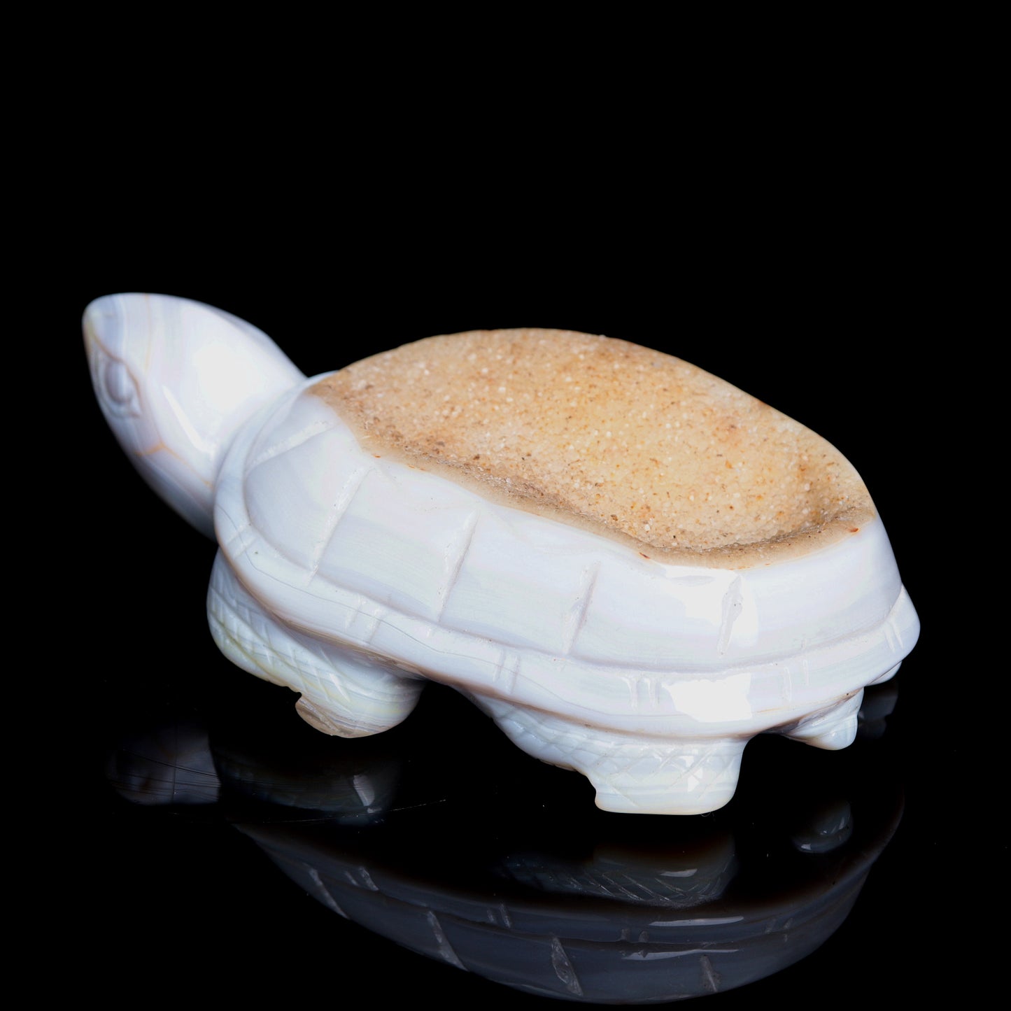 5" Druzy Agate Carved Crystal tortoise Figurine Quartz Turtle Decor