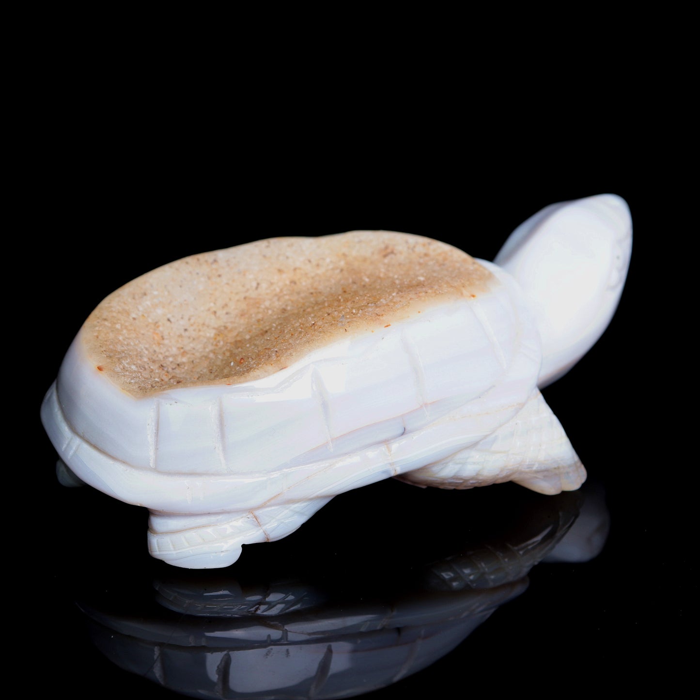 5" Druzy Agate Carved Crystal tortoise Figurine Quartz Turtle Decor