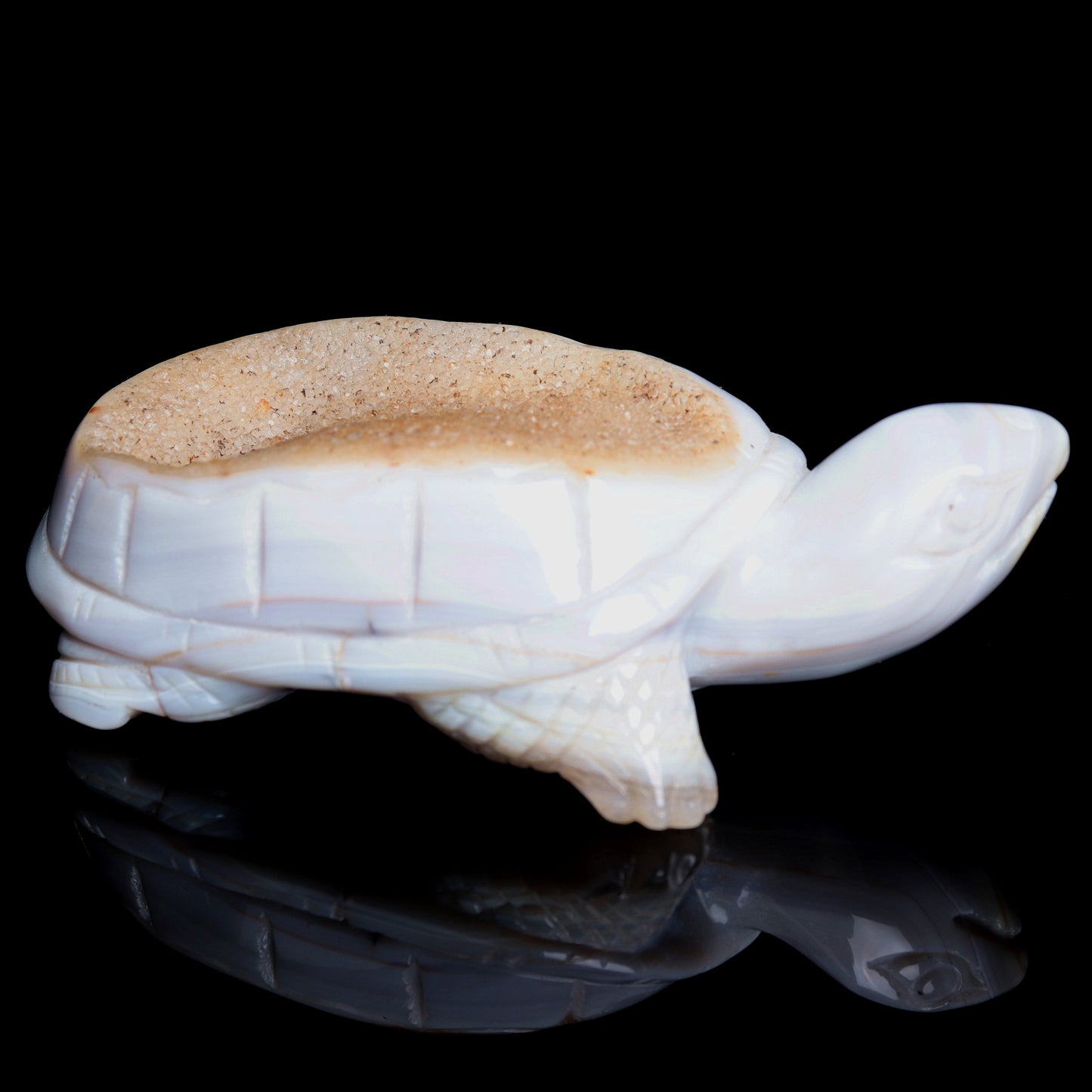 5" Druzy Agate Carved Crystal tortoise Figurine Quartz Turtle Decor