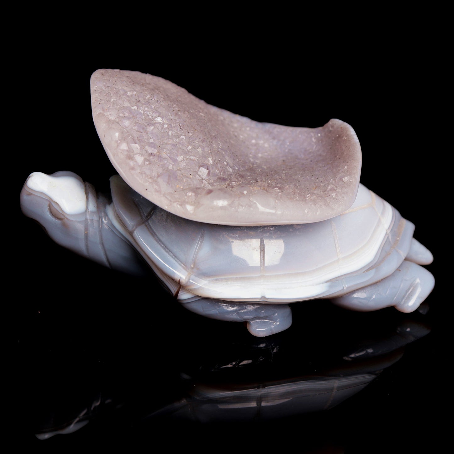 4.5" Druzy Agate Carved Crystal tortoise Figurine Quartz Turtle Decor