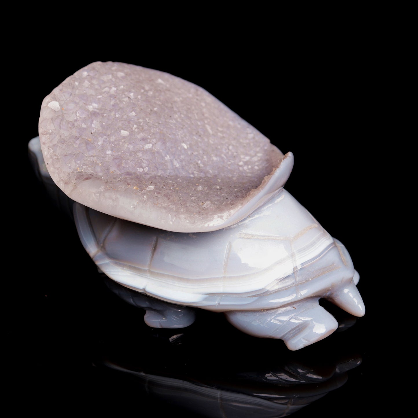 4.5" Druzy Agate Carved Crystal tortoise Figurine Quartz Turtle Decor