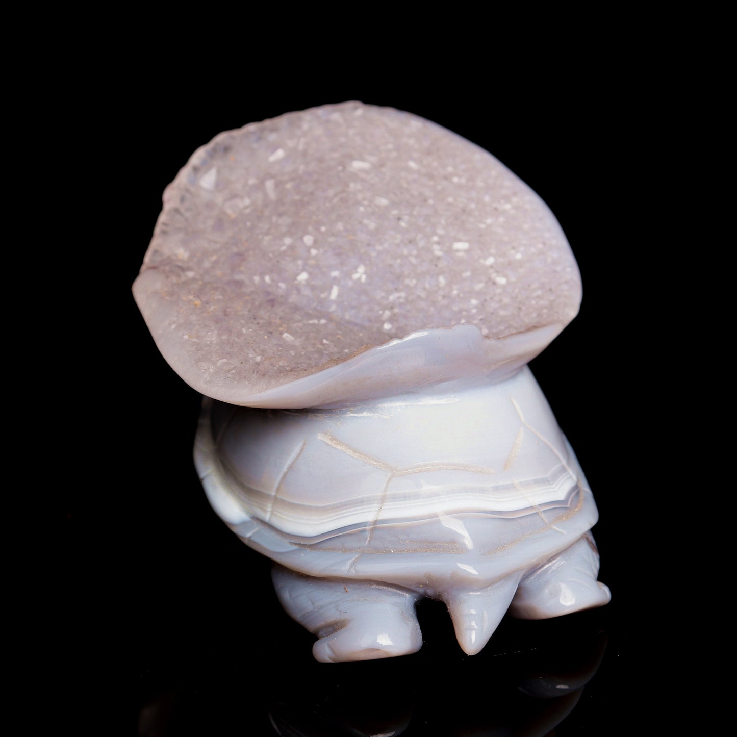 4.5" Druzy Agate Carved Crystal tortoise Figurine Quartz Turtle Decor