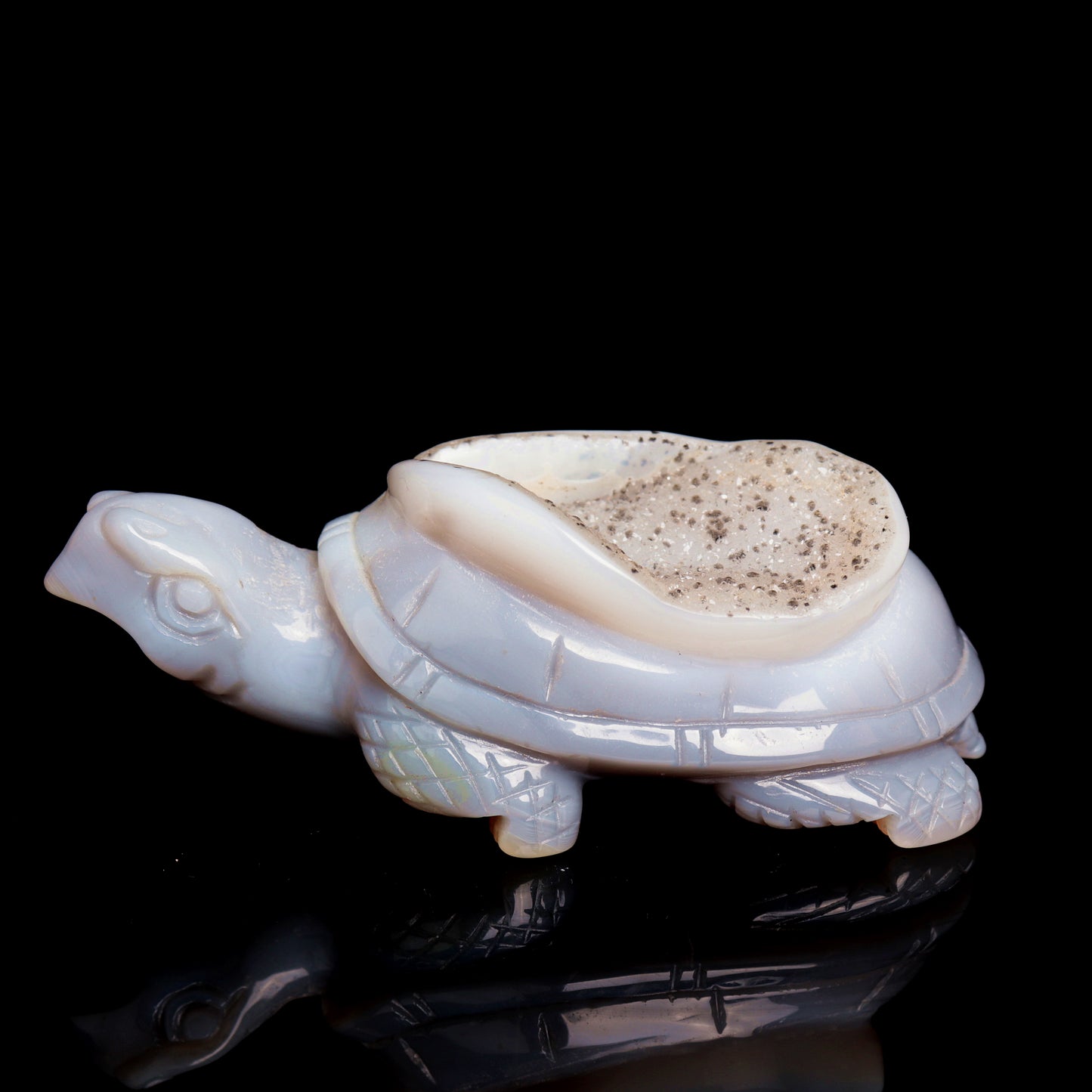 4.5" Druzy Agate Carved Crystal tortoise Figurine Quartz Turtle Decor