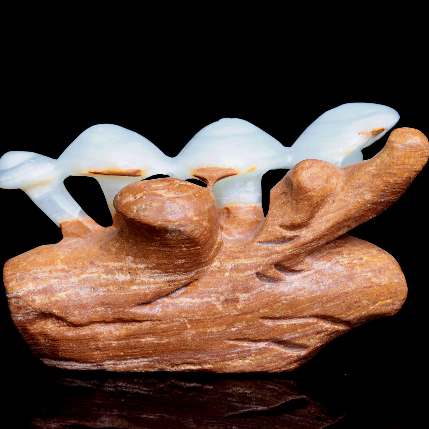5" Afghan Jade Crystal Mushroom Figurine Healing Quartz Decor Gift