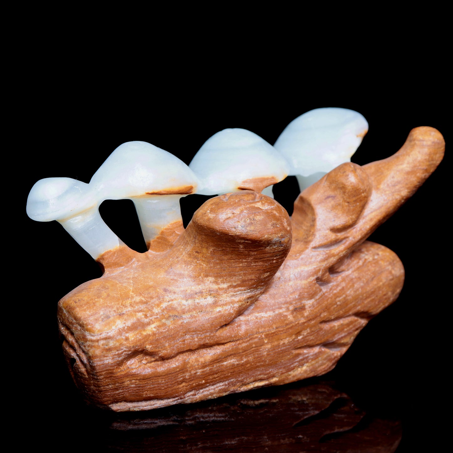 5" Afghan Jade Crystal Mushroom Figurine Healing Quartz Decor Gift